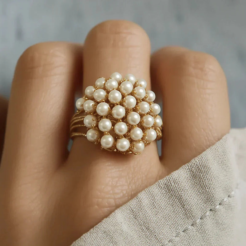 Bush - Anello con Perle Intarsiate