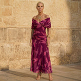 Celeste | Elegante Abito con Motivo Foglie