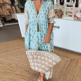 MANA | ABITO MIDI FLOREALE CHIC CON COLLO A V