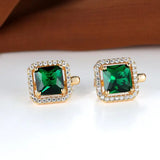 Orecchini in Oro con Zirconia Verde Quadrata