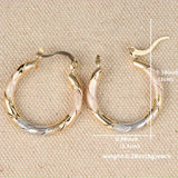 Vintage Orecchini A Cerchio in Oro, Argento e Rosa