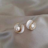 Orecchini in Opale Bianco con Perle