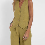 Aira - Completo Gilet Bottone & Pantalone Largo