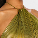 Emma | Abito con collo halter e schiena nuda metallica
