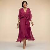 Monica | Abito in chiffon con scollatura a V