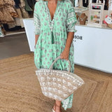 MANA | ABITO MIDI FLOREALE CHIC CON COLLO A V