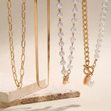 Set di Collana a Catena a Serpente in Perle Vintage e Oro