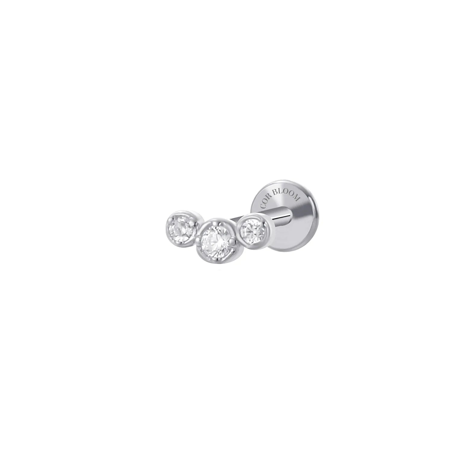 Mini Bling Trio Diamante Orecchini a Perno Piatto