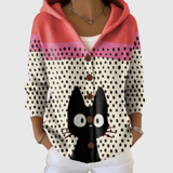 Cardigan Confortevole con Cappuccio in Maglia