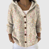 Cardigan Confortevole con Cappuccio in Maglia