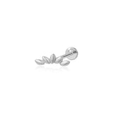 Stud per Piercing Piatto a Curva con Cinque Petali in Titanio