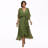 Monica | Abito in chiffon con scollatura a V