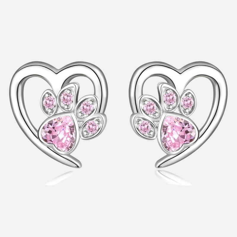 Orecchini a forma di zampa e cuore con Zirconia