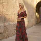 Poppy | Elegante Abito con Motivo Foglie
