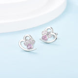 Orecchini a forma di zampa e cuore con Zirconia