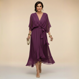 Monica | Abito in chiffon con scollatura a V