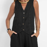 Aira - Completo Gilet Bottone & Pantalone Largo