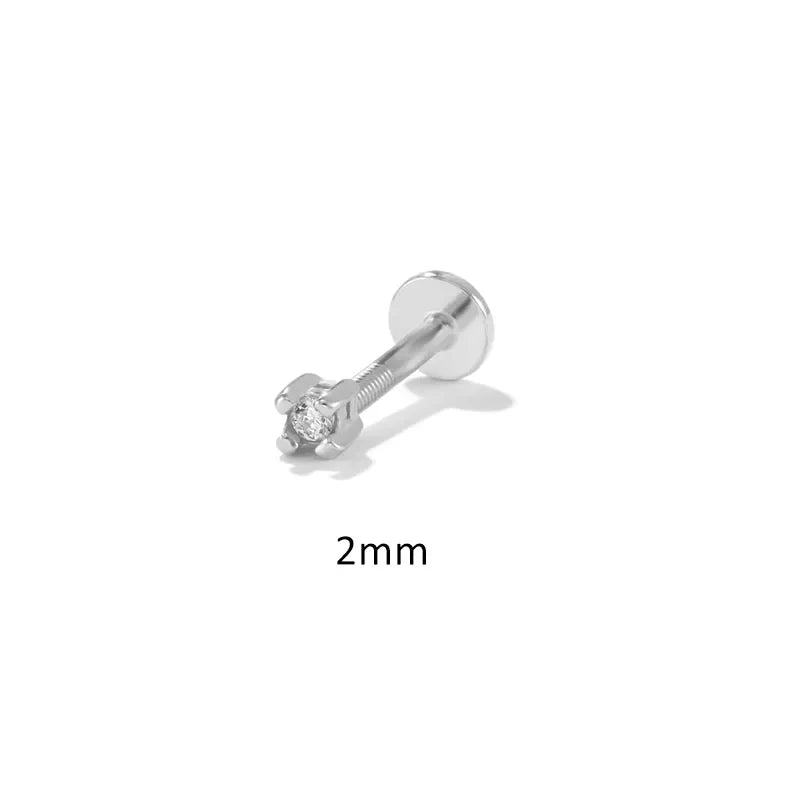 Piercing Minimalista con Diamante Piatto (16G)