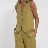 Aira - Completo Gilet Bottone & Pantalone Largo