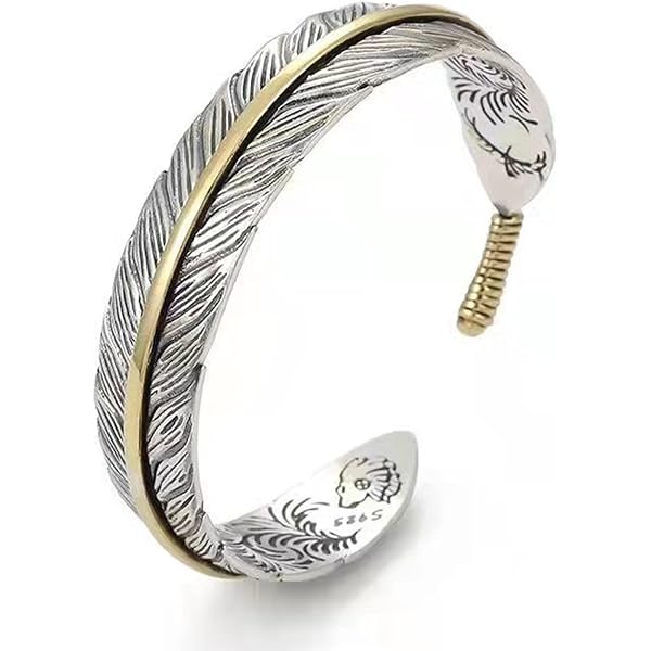 Bracciale Regolabile Vintage con Piume