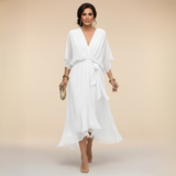 Monica | Abito in chiffon con scollatura a V