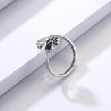 Anello Regolabile in Argento con Zampa e Cuore Fatto a Mano