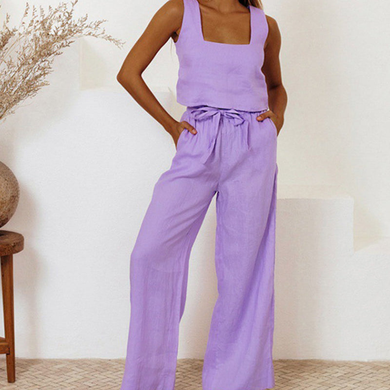 Megan - Completo Top Minimalista e Pantaloni Svasati