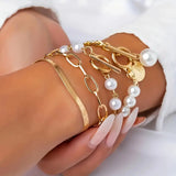 Elegante Set di Bracciali in Oro a 4 Pezzi