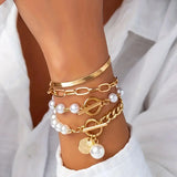Elegante Set di Bracciali in Oro a 4 Pezzi