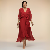 Monica | Abito in chiffon con scollatura a V
