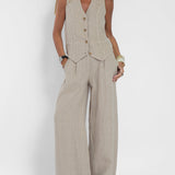 Aira - Completo Gilet Bottone & Pantalone Largo