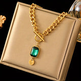 Collana con Pendente in Oro Verde e Catena Spessa