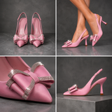 Scarpe con tacco Vivienne con fiocco in cristallo