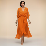 Monica | Abito in chiffon con scollatura a V