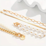 Elegante Set di Bracciali in Oro a 4 Pezzi
