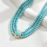 Collana Elegante Vintage in Turchese con Perline