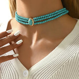 Collana Elegante Vintage in Turchese con Perline