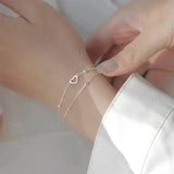 Bracciale a forma di cuore in argento con misura personalizzabile