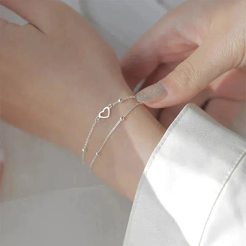 Bracciale a forma di cuore in argento con misura personalizzabile