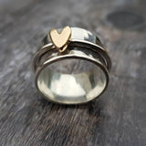 Anello d'Argento con Cuore Dorato Vintage