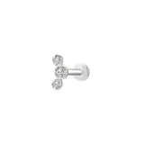 Mini Bling Trio Diamante Orecchini a Perno Piatto