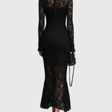 Monica | Abito Maxi Svasato in Pizzo Elegante