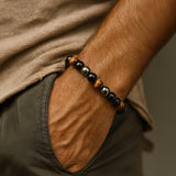 Bracciale "3 Protezioni" in Occhio di Tigre, Ematite & Obsidiana Nera