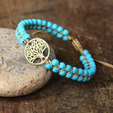 Bracciale Albero della Vita in Pietra Turchese Fatta a Mano