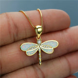 Collana a Libellula in Oro con Opale
