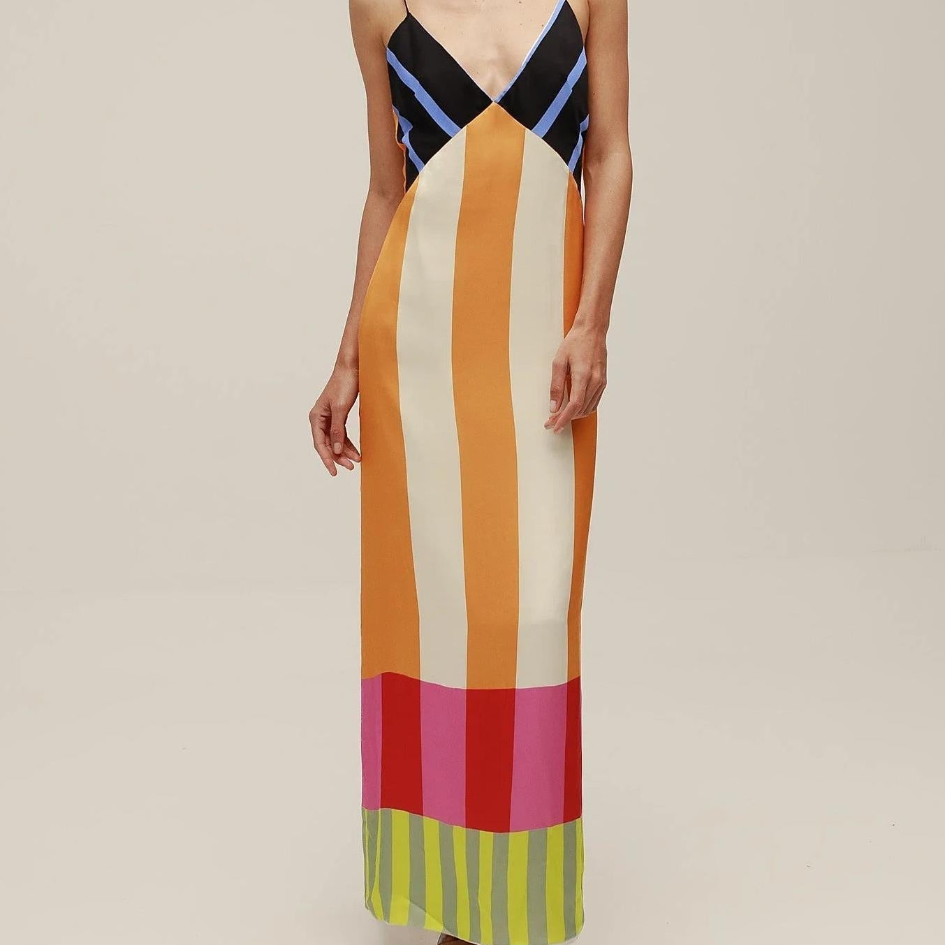 Paloma | Abito maxi colorato a righe