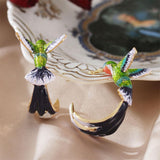 Orecchini Unici Colorati a Forma di Colibrì