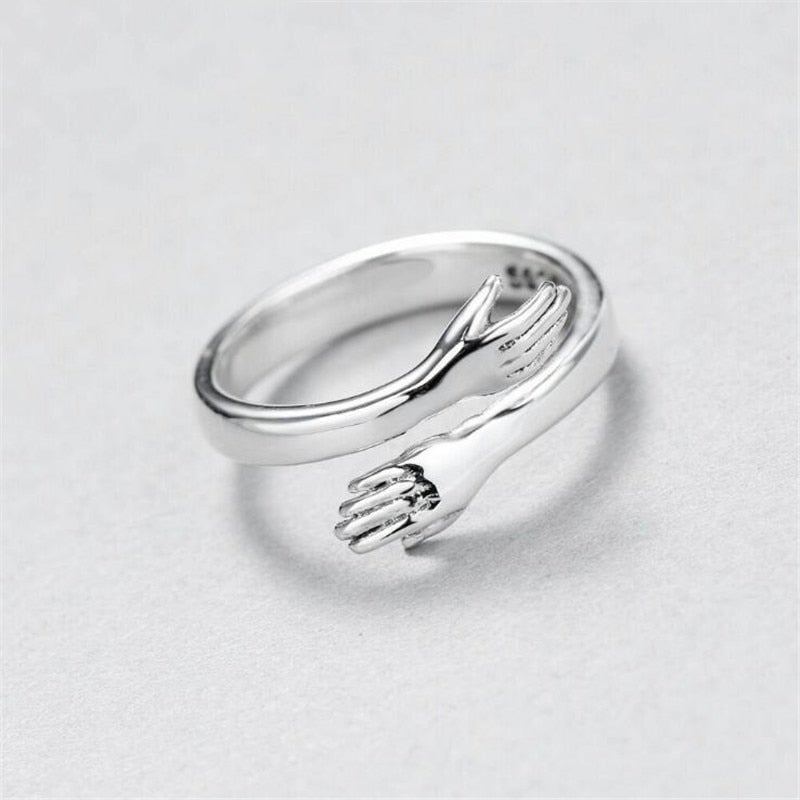 Anello Abbraccio Argento Regolabile
