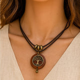 Collana "Albero della Vita Sacro" in Legno Naturale