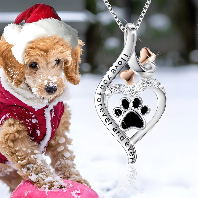 Collana Lucky Paw con Cuore, Osso e Infinito “Sempre nel Mio Cuore”